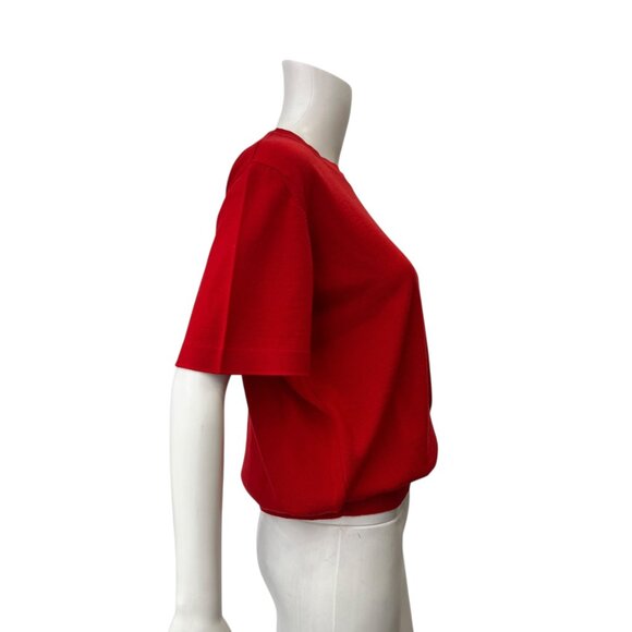 Escada Red Wool Knit Short Sleeve Sweater Pullover size FR 42/10 - Picture 2 of 7
